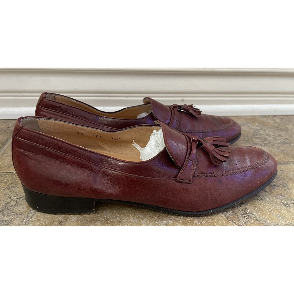 Mens Salvatore Ferragamo Burgundy Leather Kiltie Tassel Wingtip Loafer